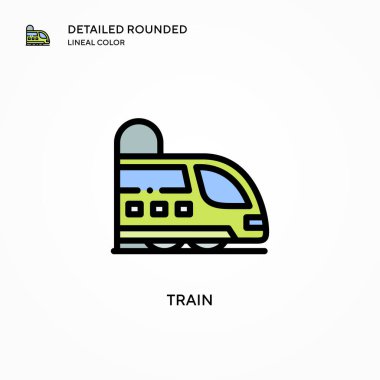 Tren vektör simgesi. Modern vektör illüstrasyon kavramları. Düzenlemesi ve kişiselleştirmesi kolay.