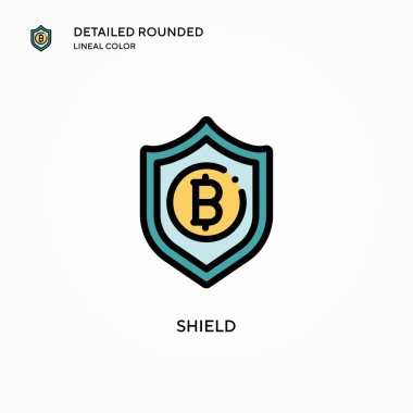 Kalkan vektör simgesi. Modern vektör illüstrasyon kavramları. Düzenlemesi ve kişiselleştirmesi kolay.