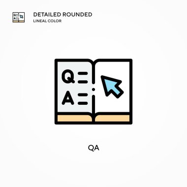 Qa vektör simgesi. Modern vektör illüstrasyon kavramları. Düzenlemesi ve kişiselleştirmesi kolay.