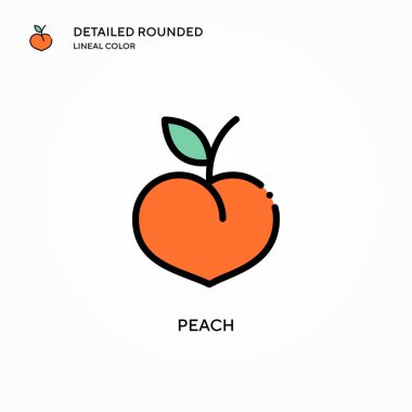 Şeftali vektör simgesi. Modern vektör illüstrasyon kavramları. Düzenlemesi ve kişiselleştirmesi kolay.