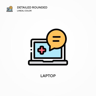 Laptop vektör simgesi. Modern vektör illüstrasyon kavramları. Düzenlemesi ve kişiselleştirmesi kolay.