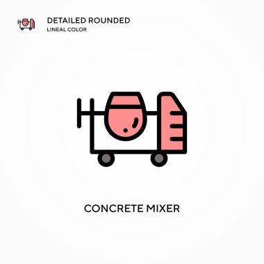 Beton karıştırıcı vektör simgesi. Modern vektör illüstrasyon kavramları. Düzenlemesi ve kişiselleştirmesi kolay.