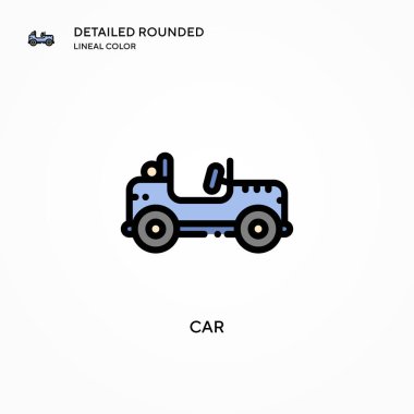 Araba vektör simgesi. Modern vektör illüstrasyon kavramları. Düzenlemesi ve kişiselleştirmesi kolay.
