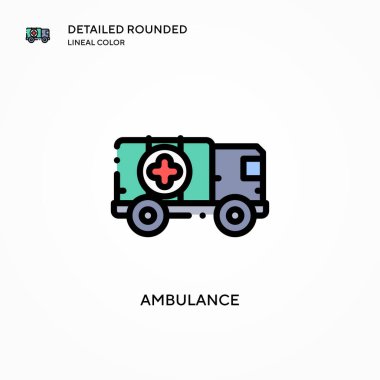 Ambulans vektör simgesi. Modern vektör illüstrasyon kavramları. Düzenlemesi ve kişiselleştirmesi kolay.