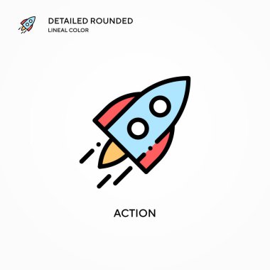 Eylem vektör simgesi. Modern vektör illüstrasyon kavramları. Düzenlemesi ve kişiselleştirmesi kolay.