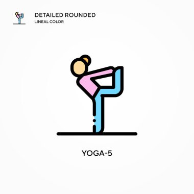 Yoga-5 vektör simgesi. Modern vektör illüstrasyon kavramları. Düzenlemesi ve kişiselleştirmesi kolay.