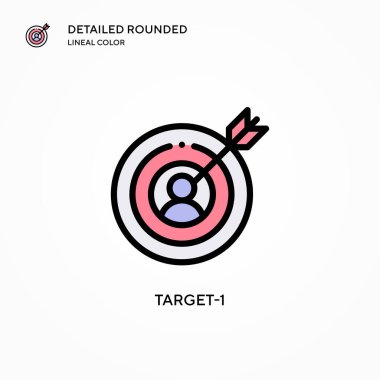 Hedef-1 vektör simgesi. Modern vektör illüstrasyon kavramları. Düzenlemesi ve kişiselleştirmesi kolay.