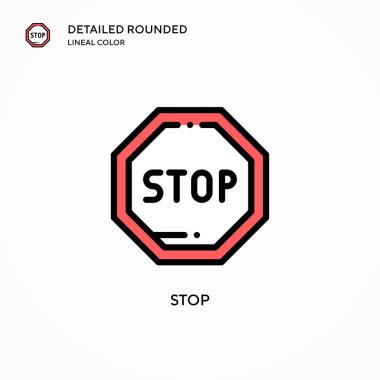 Vektör simgesini durdur. Modern vektör illüstrasyon kavramları. Düzenlemesi ve kişiselleştirmesi kolay.