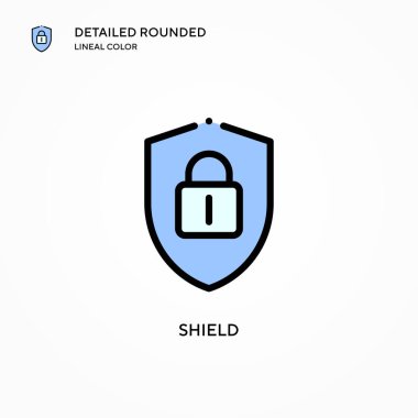 Kalkan vektör simgesi. Modern vektör illüstrasyon kavramları. Düzenlemesi ve kişiselleştirmesi kolay.