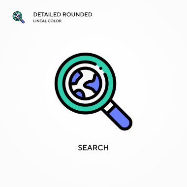 Arama vektör simgesi. Modern vektör illüstrasyon kavramları. Düzenlemesi ve kişiselleştirmesi kolay.