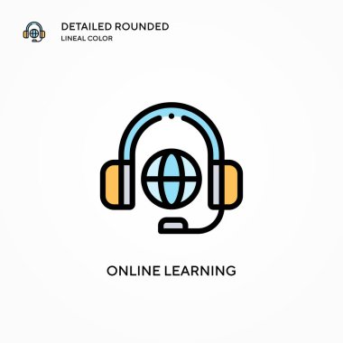 Çevrimiçi öğrenme vektör simgesi. Modern vektör illüstrasyon kavramları. Düzenlemesi ve kişiselleştirmesi kolay.
