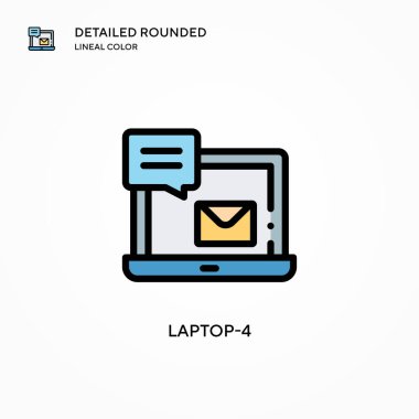 Laptop-4 vektör simgesi. Modern vektör illüstrasyon kavramları. Düzenlemesi ve kişiselleştirmesi kolay.