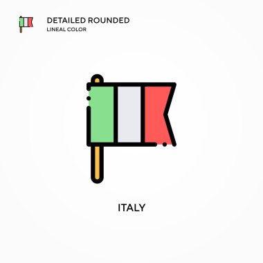 İtalya vektör simgesi. Modern vektör illüstrasyon kavramları. Düzenlemesi ve kişiselleştirmesi kolay.