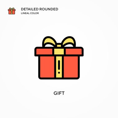 Hediye vektör simgesi. Modern vektör illüstrasyon kavramları. Düzenlemesi ve kişiselleştirmesi kolay.