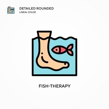 Balık terapisi vektör simgesi. Modern vektör illüstrasyon kavramları. Düzenlemesi ve kişiselleştirmesi kolay.