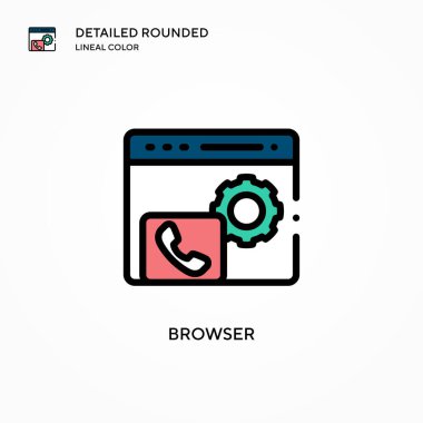 Tarayıcı vektör simgesi. Modern vektör illüstrasyon kavramları. Düzenlemesi ve kişiselleştirmesi kolay.