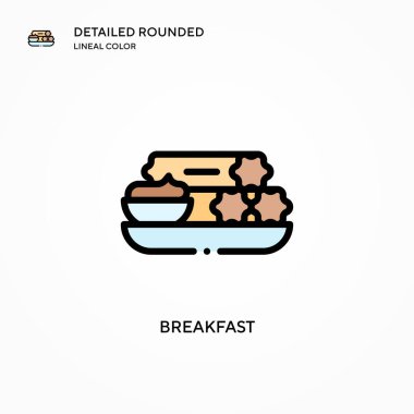 Kahvaltı vektör simgesi. Modern vektör illüstrasyon kavramları. Düzenlemesi ve kişiselleştirmesi kolay.