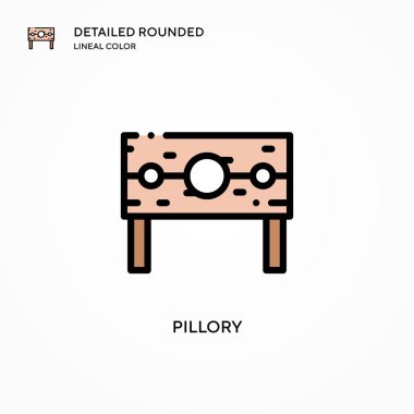 Pillory vektör simgesi. Modern vektör illüstrasyon kavramları. Düzenlemesi ve kişiselleştirmesi kolay.