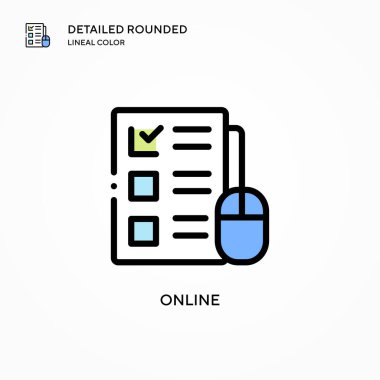 Çevrimiçi vektör simgesi. Modern vektör illüstrasyon kavramları. Düzenlemesi ve kişiselleştirmesi kolay.