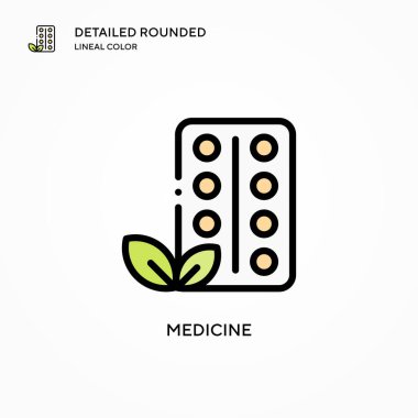İlaç vektör simgesi. Modern vektör illüstrasyon kavramları. Düzenlemesi ve kişiselleştirmesi kolay.