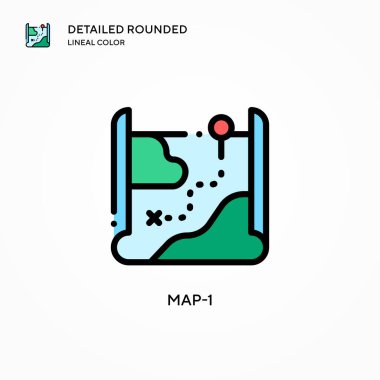 Harita-1 vektör simgesi. Modern vektör illüstrasyon kavramları. Düzenlemesi ve kişiselleştirmesi kolay.