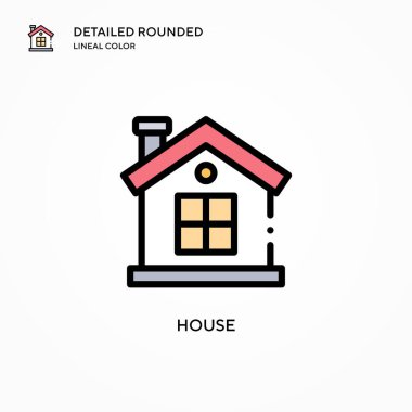 Ev vektör simgesi. Modern vektör illüstrasyon kavramları. Düzenlemesi ve kişiselleştirmesi kolay.