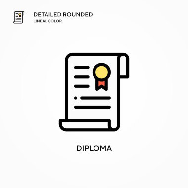 Diploma vektör simgesi. Modern vektör illüstrasyon kavramları. Düzenlemesi ve kişiselleştirmesi kolay.