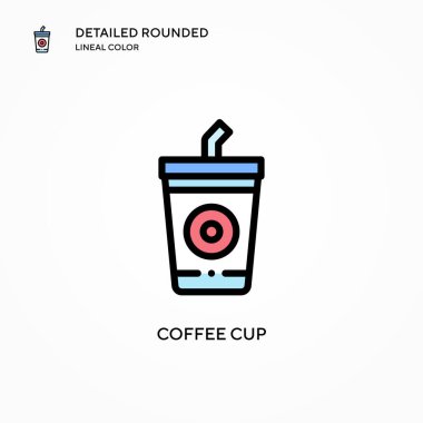 Kahve fincanı vektör ikonu. Modern vektör illüstrasyon kavramları. Düzenlemesi ve kişiselleştirmesi kolay.
