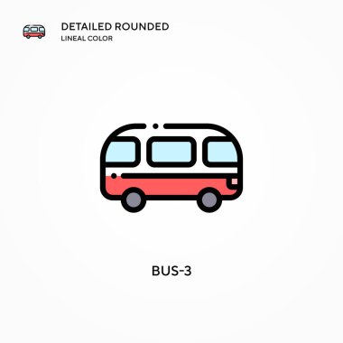 Otobüs-3 vektör simgesi. Modern vektör illüstrasyon kavramları. Düzenlemesi ve kişiselleştirmesi kolay.