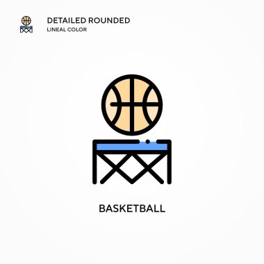 Basketbol vektör ikonu. Modern vektör illüstrasyon kavramları. Düzenlemesi ve kişiselleştirmesi kolay.
