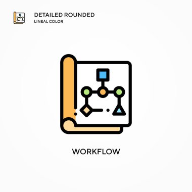 Çalışma akışı vektör simgesi. Modern vektör illüstrasyon kavramları. Düzenlemesi ve kişiselleştirmesi kolay.