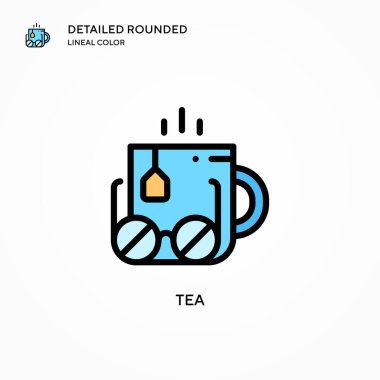 Çay vektör simgesi. Modern vektör illüstrasyon kavramları. Düzenlemesi ve kişiselleştirmesi kolay.
