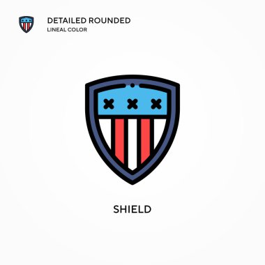 Kalkan vektör simgesi. Modern vektör illüstrasyon kavramları. Düzenlemesi ve kişiselleştirmesi kolay.