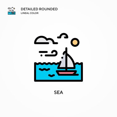 Deniz vektör simgesi. Modern vektör illüstrasyon kavramları. Düzenlemesi ve kişiselleştirmesi kolay.