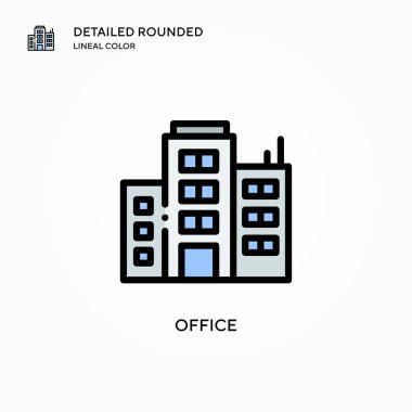 Ofis vektör simgesi. Modern vektör illüstrasyon kavramları. Düzenlemesi ve kişiselleştirmesi kolay.