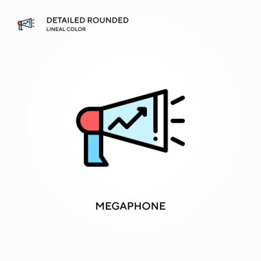 Megafon vektör simgesi. Modern vektör illüstrasyon kavramları. Düzenlemesi ve kişiselleştirmesi kolay.
