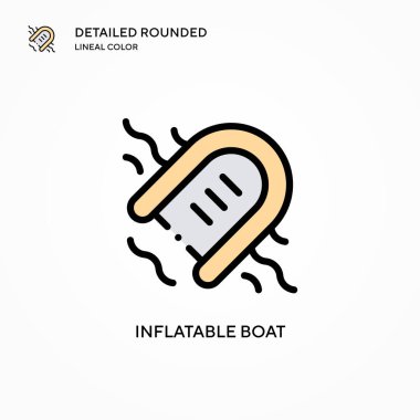 Şişirilebilir tekne vektör simgesi. Modern vektör illüstrasyon kavramları. Düzenlemesi ve kişiselleştirmesi kolay.