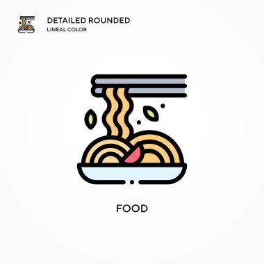 Yiyecek vektör simgesi. Modern vektör illüstrasyon kavramları. Düzenlemesi ve kişiselleştirmesi kolay.