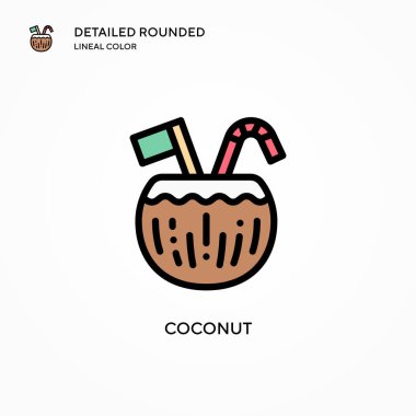 Hindistan cevizi vektör simgesi. Modern vektör illüstrasyon kavramları. Düzenlemesi ve kişiselleştirmesi kolay.