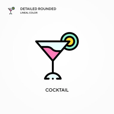 Kokteyl vektör simgesi. Modern vektör illüstrasyon kavramları. Düzenlemesi ve kişiselleştirmesi kolay.