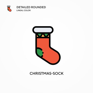 Noel çorabı vektör ikonu. Modern vektör illüstrasyon kavramları. Düzenlemesi ve kişiselleştirmesi kolay.