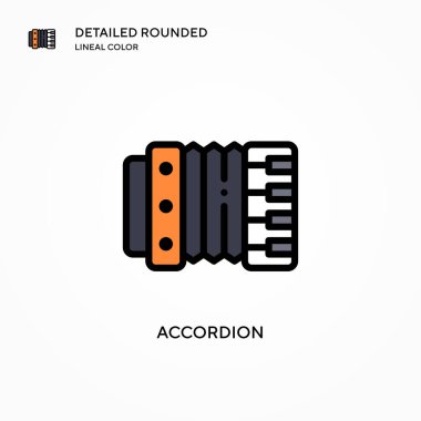Akordiyon vektör simgesi. Modern vektör illüstrasyon kavramları. Düzenlemesi ve kişiselleştirmesi kolay.