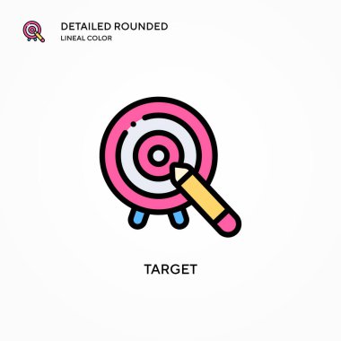 Hedef vektör simgesi. Modern vektör illüstrasyon kavramları. Düzenlemesi ve kişiselleştirmesi kolay.