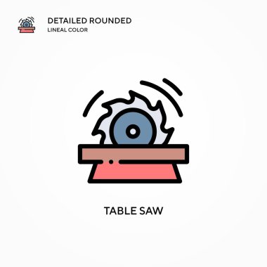 Masa testeresi vektör simgesi. Modern vektör illüstrasyon kavramları. Düzenlemesi ve kişiselleştirmesi kolay.