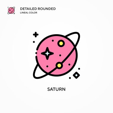 Satürn vektör simgesi. Modern vektör illüstrasyon kavramları. Düzenlemesi ve kişiselleştirmesi kolay.