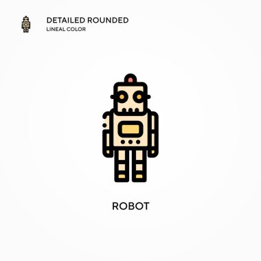 Robot vektör simgesi. Modern vektör illüstrasyon kavramları. Düzenlemesi ve kişiselleştirmesi kolay.