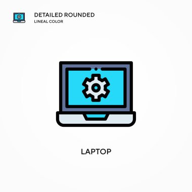 Laptop vektör simgesi. Modern vektör illüstrasyon kavramları. Düzenlemesi ve kişiselleştirmesi kolay.