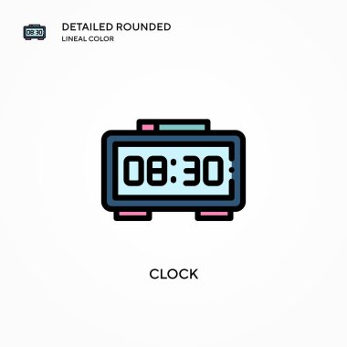 Saat vektör simgesi. Modern vektör illüstrasyon kavramları. Düzenlemesi ve kişiselleştirmesi kolay.