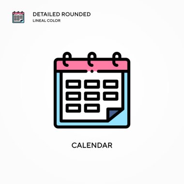 Takvim vektör simgesi. Modern vektör illüstrasyon kavramları. Düzenlemesi ve kişiselleştirmesi kolay.