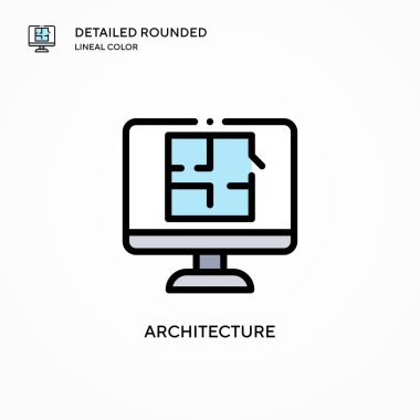 Mimari vektör simgesi. Modern vektör illüstrasyon kavramları. Düzenlemesi ve kişiselleştirmesi kolay.